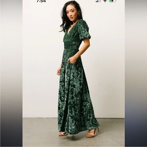 Baltic Born Dark Green Patterned Maxi Dress